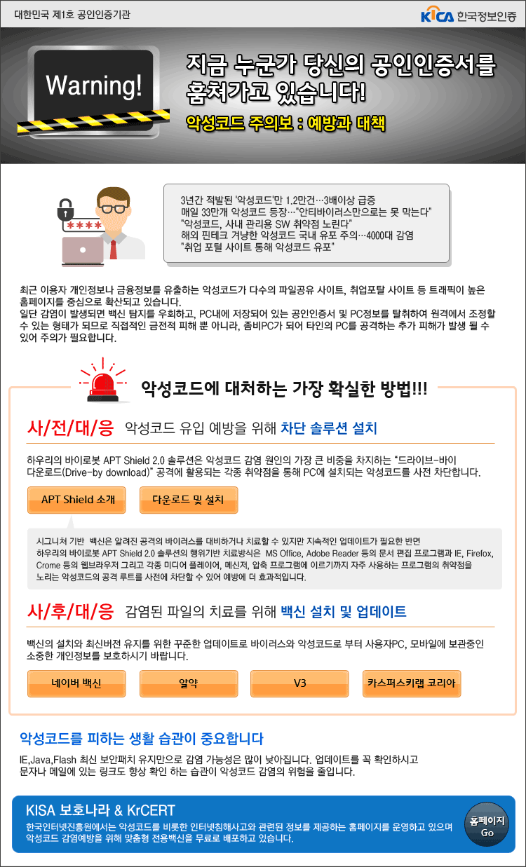 Warning! 지금 누군가 당신의 공동인증서를 훔쳐가고 있습니다! 악성코드 주의보: 예방과 대책